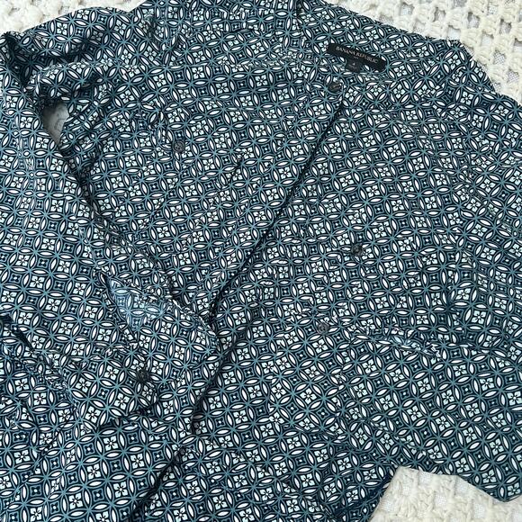 Banana Republic Academia Print Shirtdress Geometric Pattern Long Sleeve Womens 4 - Picture 6 of 10